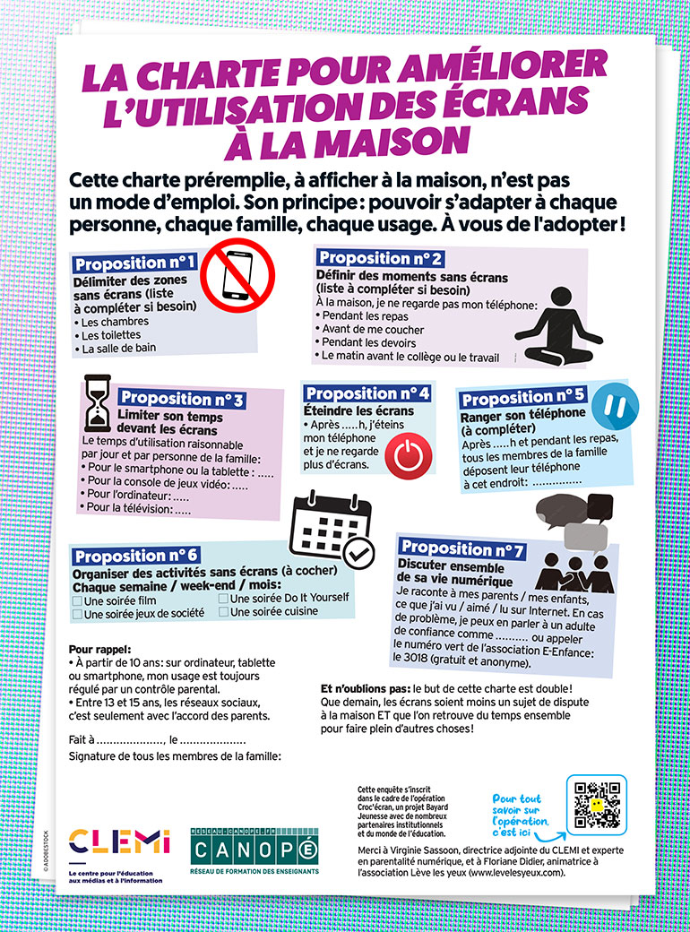 Une charte pour mieux vivre avec les crans  la maison  Ado Zen